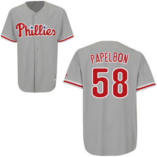 Jonathan Papelbon #58 mlb Jersey-Philadelphia Phillies Women's Authentic Road Gray Cool Base Baseball Jersey